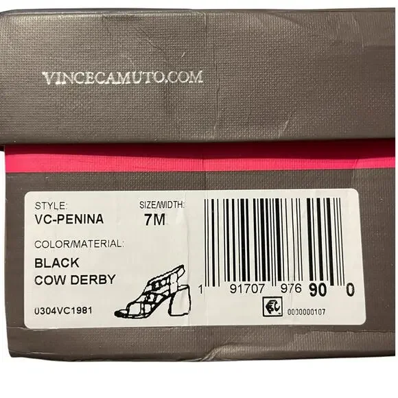 Vince Camuto Size 7 NEW Penina Black Leather Strappy Heeled Sandals New in Box - Picture 4 of 9